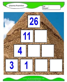 okul öncesi çocuklar için Çıkarma Pramidi çalışma sayfaları